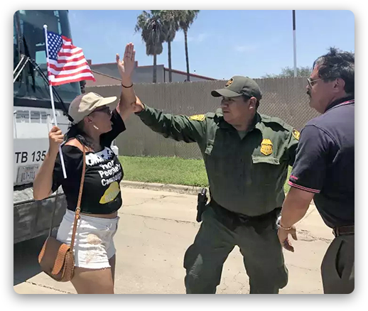 Protester being confronted by officers